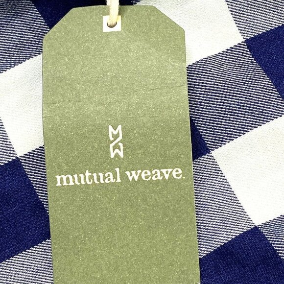 Mutual Weave Button Front Shirt Mens size Medium Long Sleeve Blue OW Plaid - Picture 7 of 10